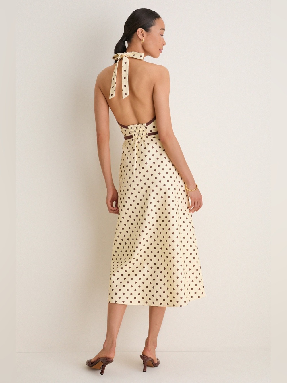 NEW Posse Bowie Plunge V Neck Polka Dot Midi Dress Size XS - Picture 9 of 16